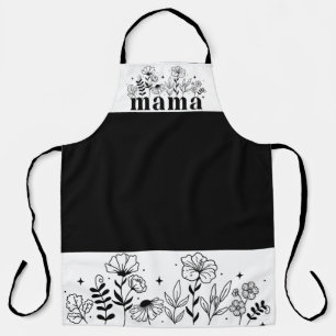 Minimalistische Schwarz-Weiß-Wildblume Mama Schürze