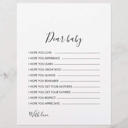 Minimalistische Schwarz-Weiß-Wünsche für Baby (Vorderseite)