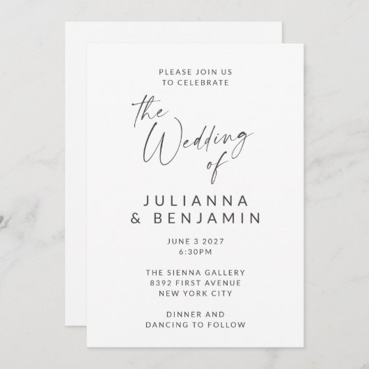 Minimalistische Schwarz-Weiß-Zeitschrift Einladung (Vorne/Hinten)