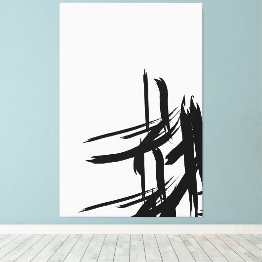 Minimalistische Schwarz-weiße abstrakte Wandkunst Leinwanddruck (Insitu (Holzboden))