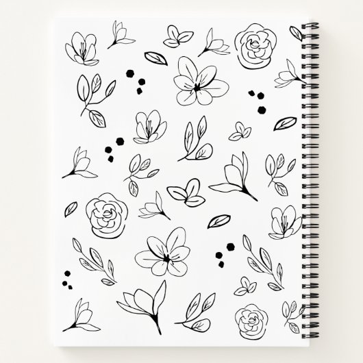 Minimalistische Schwarz-weiße Blumen Personalisier Notizblock (Rückseite)