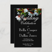 Minimalistische Schwarz-weiße Blüte Kirschblüte Einladung (Vorne/Hinten)