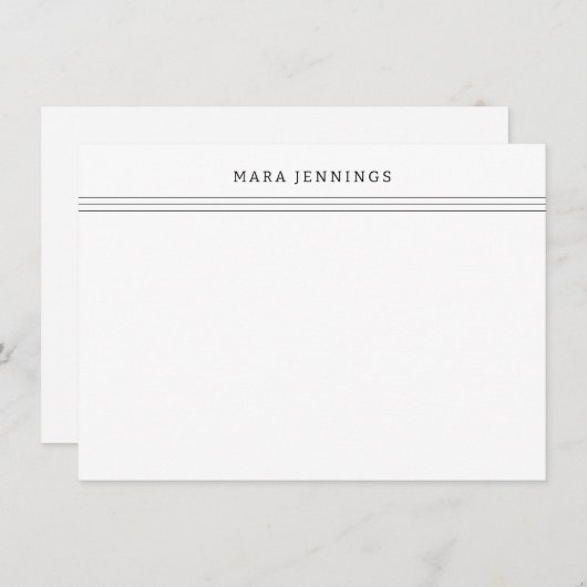 Minimalistische Schwarz-weiße Border Personal Stat Mitteilungskarte (Vorne/Hinten)