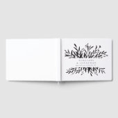 Minimalistische Schwarz-weiße botanische Hochzeit Gästebuch (Voll)