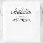 Minimalistische Schwarz-weiße botanische Hochzeit Rechteckiger Aufkleber (Tasche)
