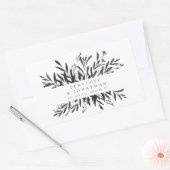Minimalistische Schwarz-weiße botanische Hochzeit Rechteckiger Aufkleber (Umschlag)