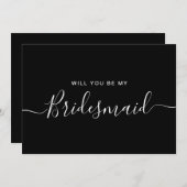 Minimalistische Schwarz-weiße Bridesmaid-Vorschlag Einladung (Vorne/Hinten)
