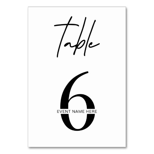 Minimalistische Schwarz-weiße Business Event-Tisch Tischnummer (Rückseite)