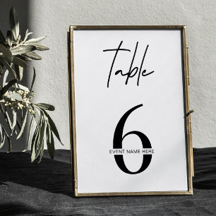 Minimalistische Schwarz-weiße Business Event-Tisch Tischnummer