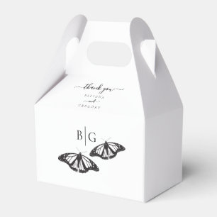 Minimalistische Schwarz-weiße Butterfly-Monogrammh Geschenkschachtel