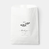 Minimalistische Schwarz-weiße Butterfly-Monogrammh Geschenktütchen (Vorderseite)