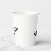 Minimalistische Schwarz-weiße Butterfly-Monogrammh Pappbecher (Links)
