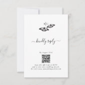 Minimalistische Schwarz-weiße Butterfly-Monogrammh RSVP Karte (Vorderseite)