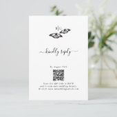 Minimalistische Schwarz-weiße Butterfly-Monogrammh RSVP Karte (Stehend Vorderseite)