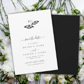 Minimalistische Schwarz-weiße Butterfly-Monogrammh Save The Date