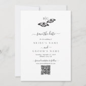 Minimalistische Schwarz-weiße Butterfly-Monogrammh Save The Date (Vorderseite)