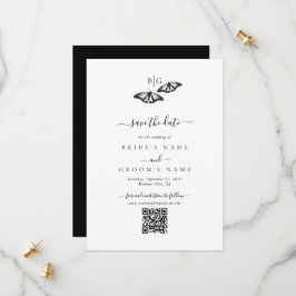 Minimalistische Schwarz-weiße Butterfly-Monogrammh Save The Date