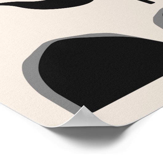 Minimalistische Schwarz-weiße Creme Abstrakt Poster (Ecke)