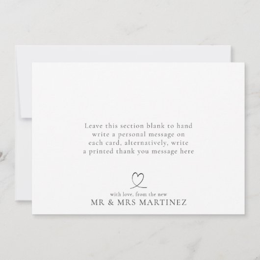 Minimalistische Schwarz-weiße Dankeschön-Karte Dankeskarte (Rückseite)