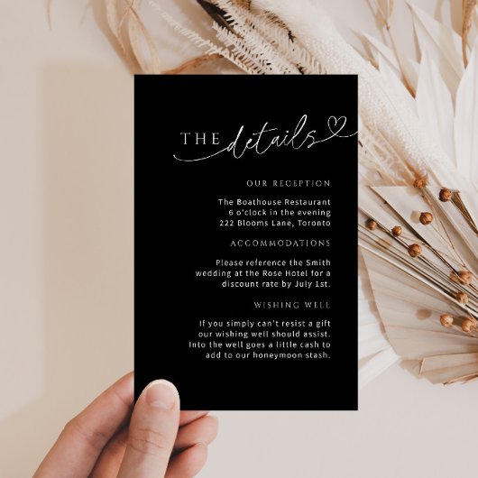 Minimalistische Schwarz-weiße Detail-Karte mit Her Begleitkarte