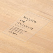 Minimalistische Schwarz-weiße Einfache Hochzeit Acryleinladungen (Ablage )