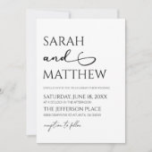 Minimalistische Schwarz-weiße Einfache Hochzeit Einladung (Vorderseite)