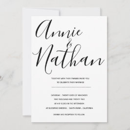 Minimalistische Schwarz-weiße Einladung zur Hochze