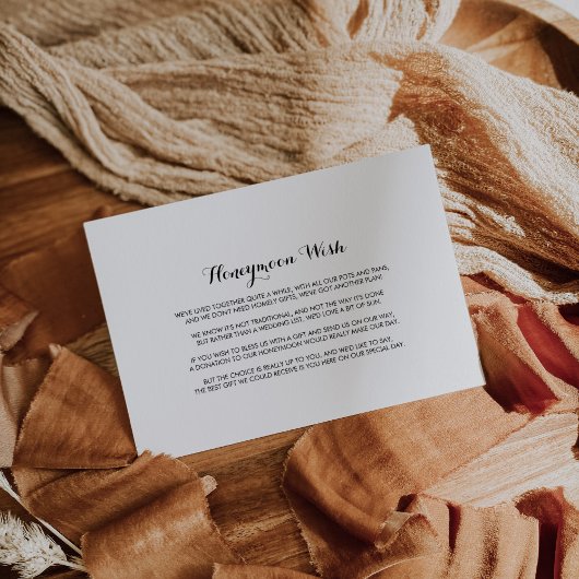 Minimalistische Schwarz-weiße Flitterwochen Begleitkarte