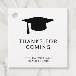 Minimalistische Schwarz-weiße Graduierungsobergren Geschenkanhänger