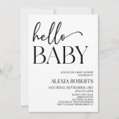 Minimalistische Schwarz-weiße Hello Baby Dusche Einladung (Vorderseite)