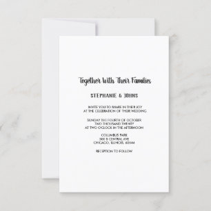 Minimalistische Schwarz-weiße Hochzeit Einladung