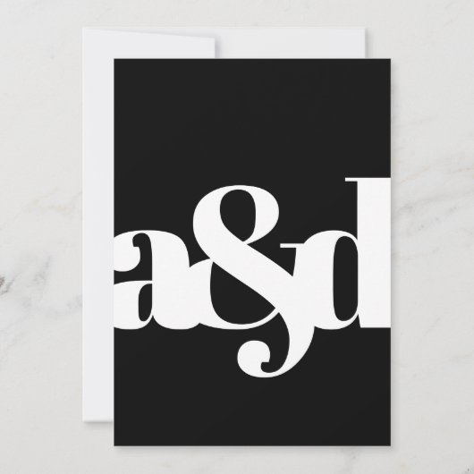 Minimalistische Schwarz-weiße Hochzeit Einladung (Rückseite)