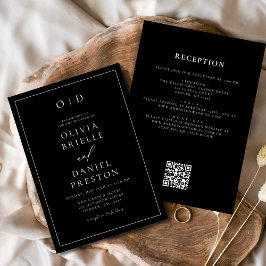 Minimalistische Schwarz-weiße Hochzeit in einem QR Einladung