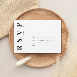 Minimalistische schwarz-weiße Hochzeit rsvp Karte