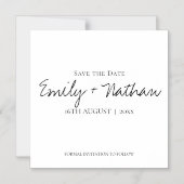 Minimalistische Schwarz-weiße Hochzeit Save the Da Magneteinladung (Vorderseite)