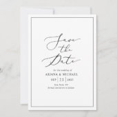 Minimalistische Schwarz-weiße Hochzeit Speichern S Einladung (Vorderseite)