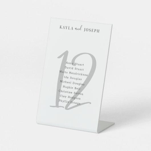 Minimalistische Schwarz-weiße Hochzeit Tischnummer Sockelschild (Vorderseite)