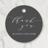 Minimalistische Schwarz-weiße Hochzeit Vielen Dank Geschenkanhänger (Rückseite)