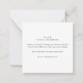 Minimalistische Schwarz-weiße Hochzeit Vielen Dank Mitteilungskarte (Rückseite)