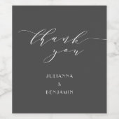 Minimalistische Schwarz-weiße Hochzeit Vielen Dank Weinetikett (Einzelnes Label)