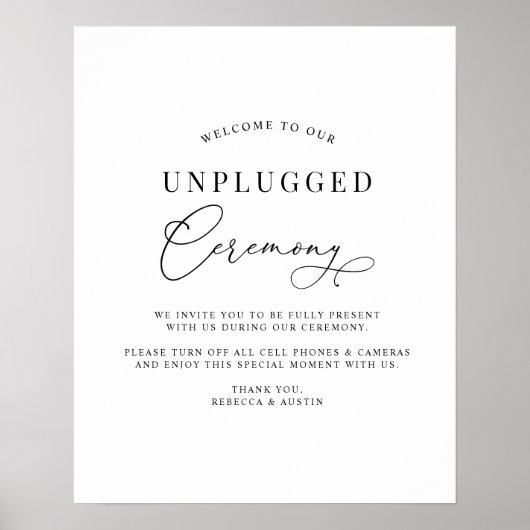 Minimalistische Schwarz-weiße Hochzeitfeier Poster (Vorne)