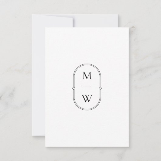 Minimalistische Schwarz-weiße Hochzeitkarte für Mo RSVP Karte (Rückseite)