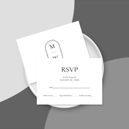 Minimalistische Schwarz-weiße Hochzeitkarte für Mo RSVP Karte