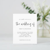 Minimalistische Schwarz-weiße Hochzeitseinladung (Stehend Vorderseite)