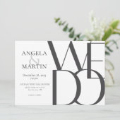 Minimalistische Schwarz-weiße Hochzeitseinladung Einladung (Stehend Vorderseite)