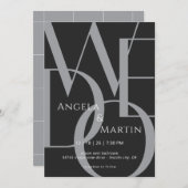 Minimalistische Schwarz-weiße Hochzeitseinladung Einladung (Vorne/Hinten)