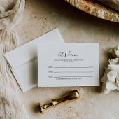 Minimalistische Schwarz-weiße Hochzeitssongkarte RSVP Karte