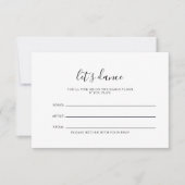 Minimalistische Schwarz-weiße Hochzeitssongkarte RSVP Karte (Vorderseite)