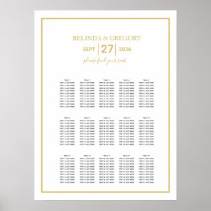 Minimalistische Schwarz-weiße Hochzeitstabelle für Poster