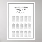 Minimalistische Schwarz-weiße Hochzeitstabelle Poster (Vorne)